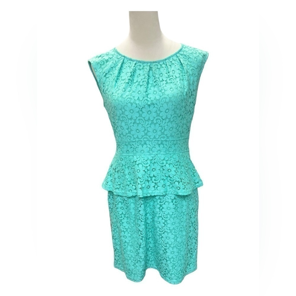 Spense women’s teal blue/green floral peplum dress size 8 - Picture 4 of 8